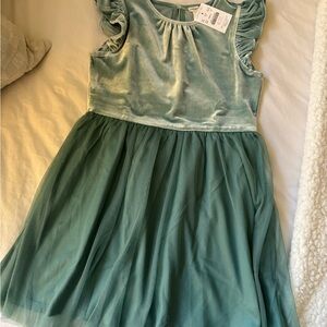 J. Crew Green Ruched Tiered Fit and Flare Dress